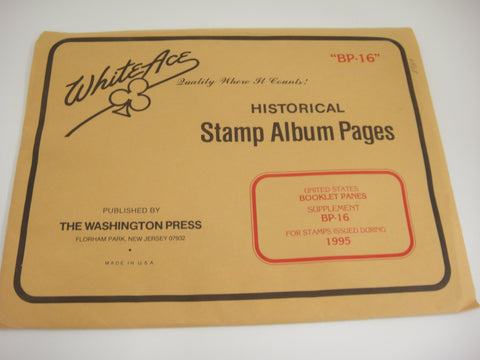 White Ace 1995 United States Booklet Panes Stamp Album Supplement BP-16 NOS