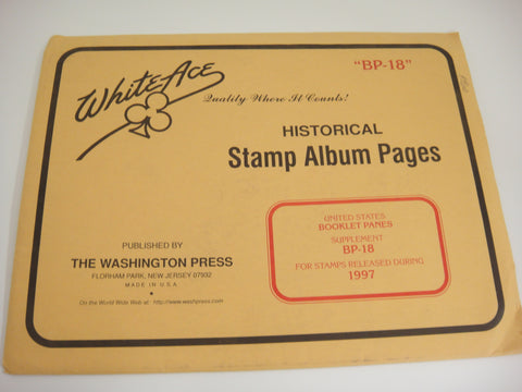 White Ace 1997 United States Booklet Panes Stamp Album Supplement BP-18