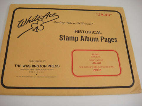White Ace 2002 Japan Stamp Singles Album Supplement JA-40 NOS