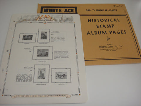 White Ace 1978 Europa Stamp Singles Album Supplement EU-21 NOS