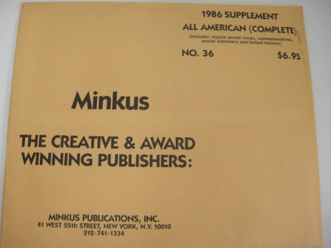 Minkus 1986 All American (Complete) Stamp Supplement 36 United States