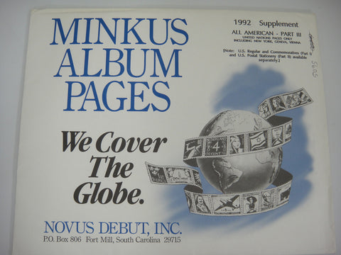 Minkus 1992 All American Part 3 Album Supplement United Nations