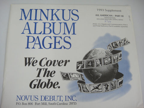Minkus 1993 All American Part 3 Stamp Supplement United Nations NOS