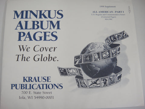 Minkus 1998 All American Part 1 Stamp Supplement Corrected Pages MA198C