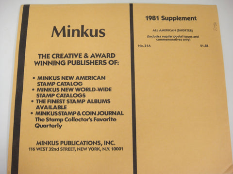 Minkus 1981 All American (Shorter) Stamp Supplement 31a United States