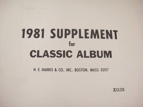 Harris Classic Stamp Album Supplement United States 1981 X113S
