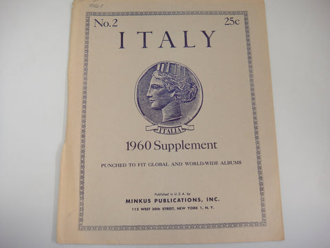 Minkus 1960 Italy Stamp Album Supplement 2 New Old Stock Paper Toned