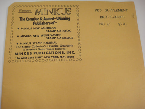Minkus 1975 British Europe Album Supplement 17 Britain NOS