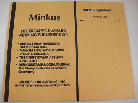 Minkus 1981 British Europe Album Supplement 23 Britain NOS