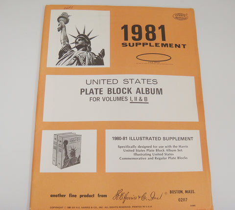 Harris Plate Block Stamp Album Supplement United States 1981 X109S NOS