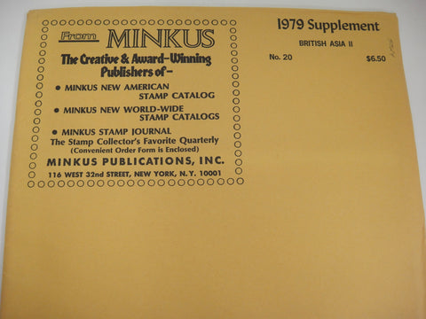 Minkus 1979 British Asia II  Stamp Album Supplement 20 New Old Stock