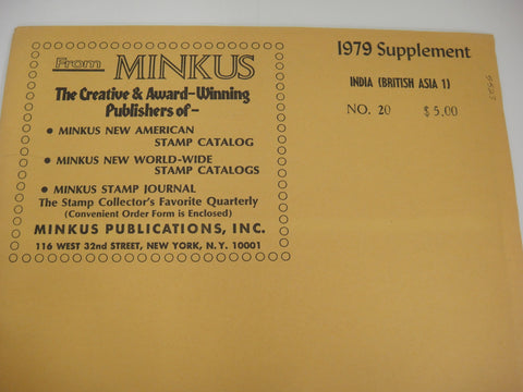 Minkus 1979 British Asia I India Stamp Album Supplement 20