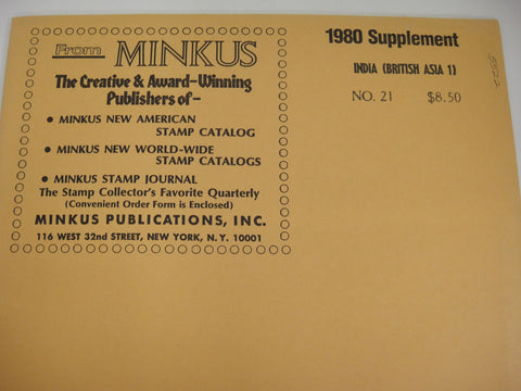Minkus 1980 British Asia I India Stamp Album Supplement 21