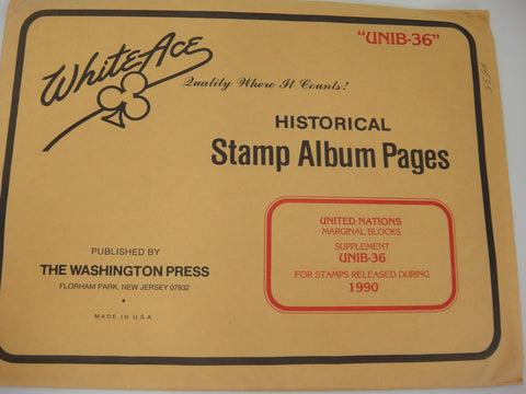 White Ace 1990 United Nations Marginal Inscription Blocks Album Supplement UNIB-36