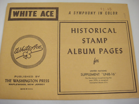 White Ace 1970 United Nations Inscription Blocks Album Supplement UNIB-16 NOS