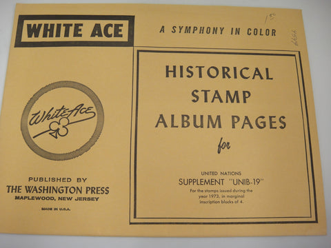 White Ace 1973 United Nations Inscription Blocks Album Supplement UNIB-19 NOS