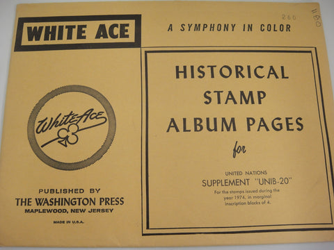 White Ace 1974 United Nations Inscription Blocks Album Supplement UNIB-20 NOS