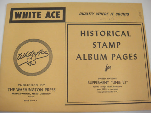 White Ace 1975 United Nations Inscription Blocks Album Supplement UNIB-21 NOS