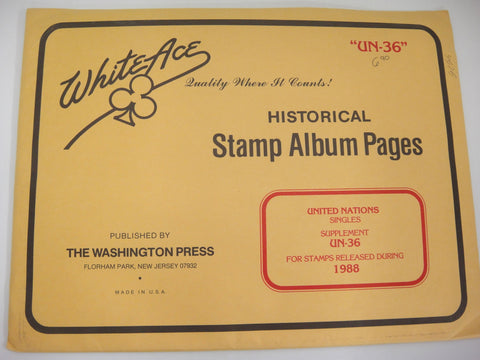 White Ace 1988 United Nations Singles Stamp Supplement UN-36 New Old Stock