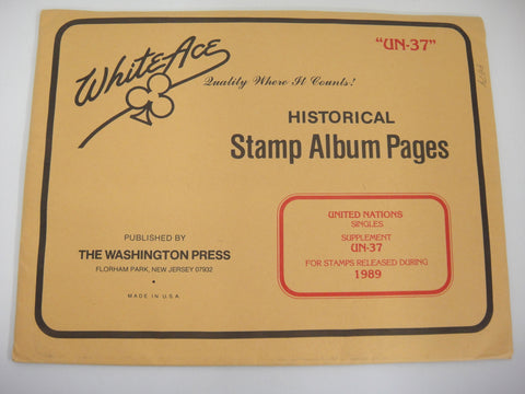 White Ace 1989 United Nations Singles Stamp Supplement UN-37 New Old Stock