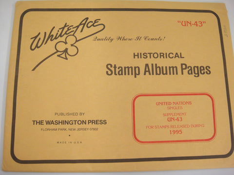 White Ace 1995 United Nations Singles Stamp Supplement UN-43 New Old Stock
