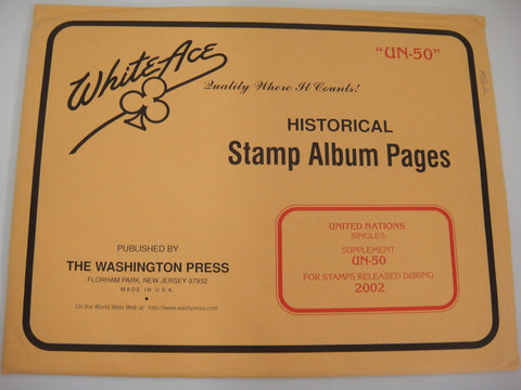 White Ace 2002 United Nations Singles Stamp Supplement UN-50 New Old Stock