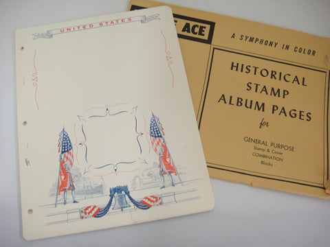 White Ace 20 General Purpose Stamp & Cover Combination Blocks Pages US NOS