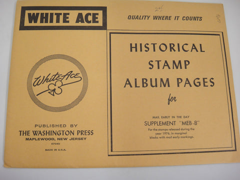 White Ace 1976 Mail Early Marginal Blocks Supplement United States MEB-8