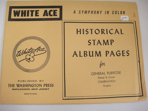 White Ace 20 General Purpose Single Stamp & Cover Combination Pages US NOS