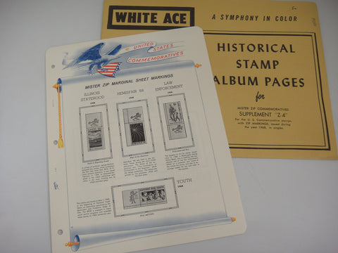 White Ace 1968 Mister Zip Commemorative Singles Stamp Supplement Z-4 NOS