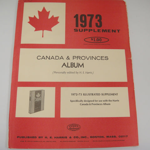 Harris Stamp Album Supplement Canada and Provinces 1973 X160G New Old Stock