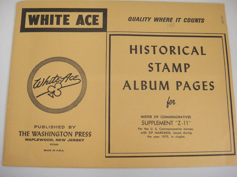 White Ace 1975 Mister Zip Commemorative Singles Supplement Z-11 NOS