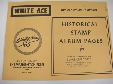 White Ace 1976 Mister Zip Commemoratives Supplement Z-12 NOS