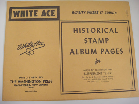 White Ace 1977 Mister Zip Commemoratives Supplement Z-13 NOS