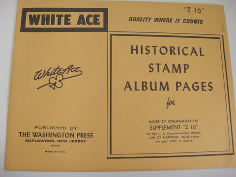 White Ace 1980 Mister Zip Commemorative Singles Supplement Z-16 NOS