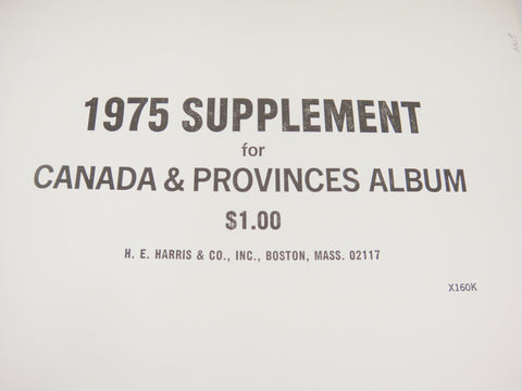 Harris Stamp Album Supplement Canada and Provinces 1975 X160K New Old Stock