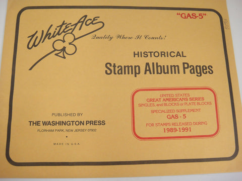 White Ace 1989-1991 Great American Series Supplement United States GAS-5