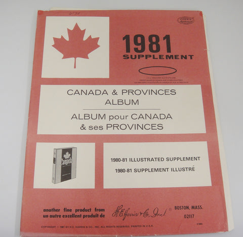 Harris Stamp Album Supplement Canada and Provinces 1981 X160S NOS