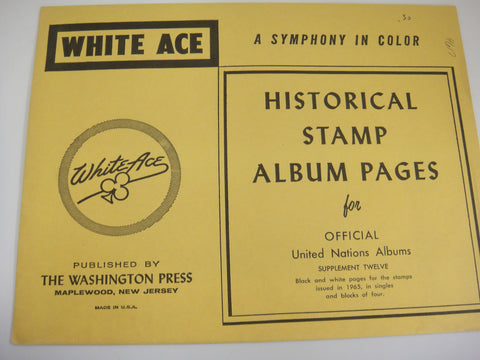 White Ace 1965 Official United Nations Supplement 12 for Singles and Blocks of 4 NOS