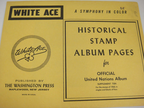 White Ace 1963 Official United Nations Supplement 10 for Singles and Blocks of 4 NOS
