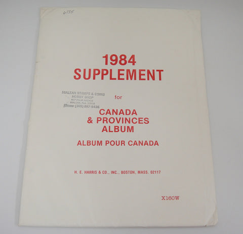Harris Stamp Album Supplement Canada and Provinces 1984 X160W New Old Stock