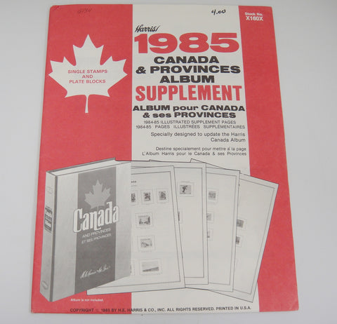 Harris Stamp Album Supplement Canada and Provinces 1985 X160X New Old Stock