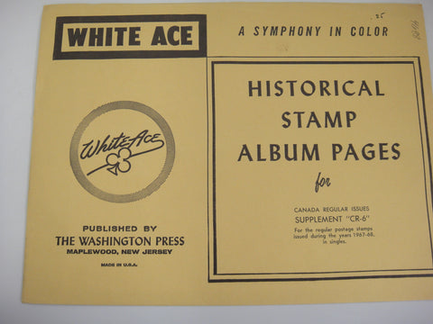 White Ace Canada 1967-1968 Regular Issues Stamp Album Supplement CR-6