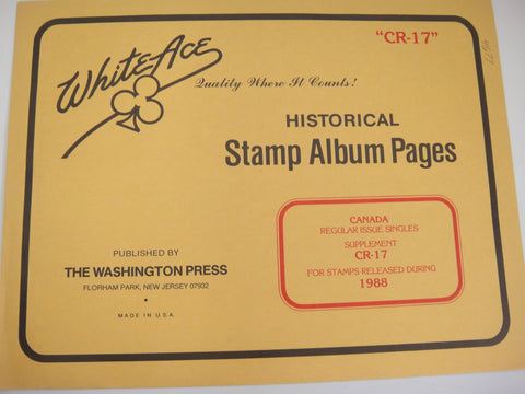 White Ace Canada 1988 Regular Issues Stamp Album Simplified Supplement CR-17