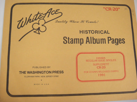 White Ace Canada 1991 Regular Issues Stamp Album Simplified Supplement CR-20