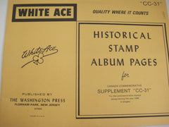White Ace Canada 1986 Commemorative Singles Stamp Supplement CC-31 NOS