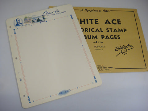 White Ace 15 Blank Topicals Border Pages Lincoln on Stamps NOS