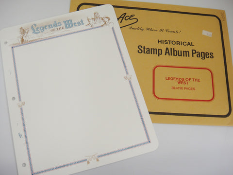 White Ace 10 Blank Border Pages for Legends of the West Stamps NOS