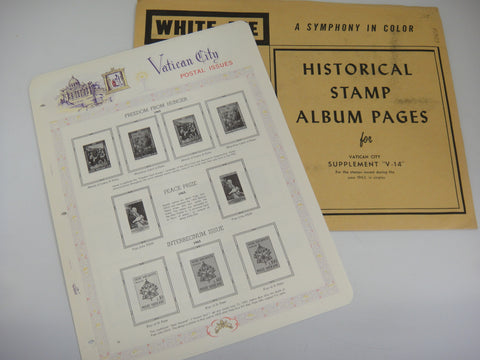 White Ace 1963 Vatican City Stamp Album Supplement Pages V-14 NOS