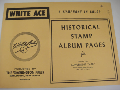 White Ace 1967 Vatican City Singles Stamp Album Supplement V-18